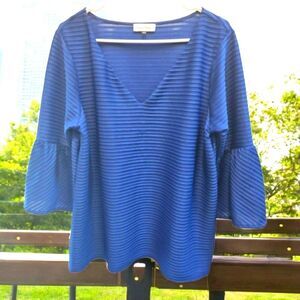 CALVIN KLEIN BLUE RIBBED SZ 1X TOP